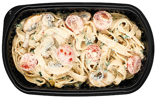 Fettuccine with spinach and mushrooms